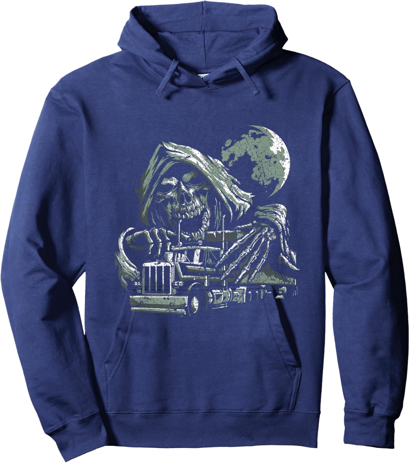 Reaper Skull Skeleton Truck Driver Trucker Hoodie - Hoodie | Navy