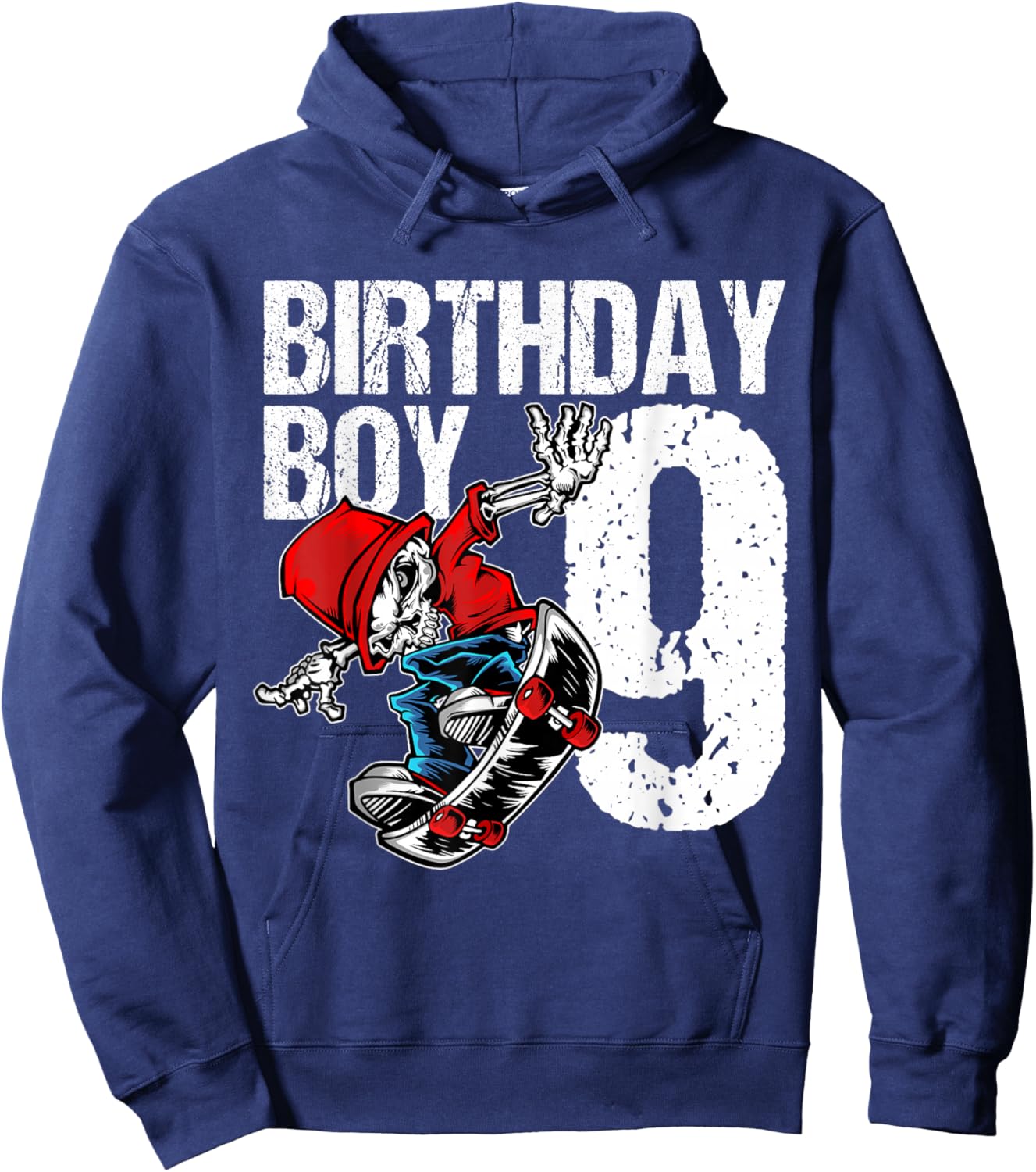 9 Year Old Skateboard Birthday Skateboarding Skate 9th Gift Hoodie - Hoodie | Navy