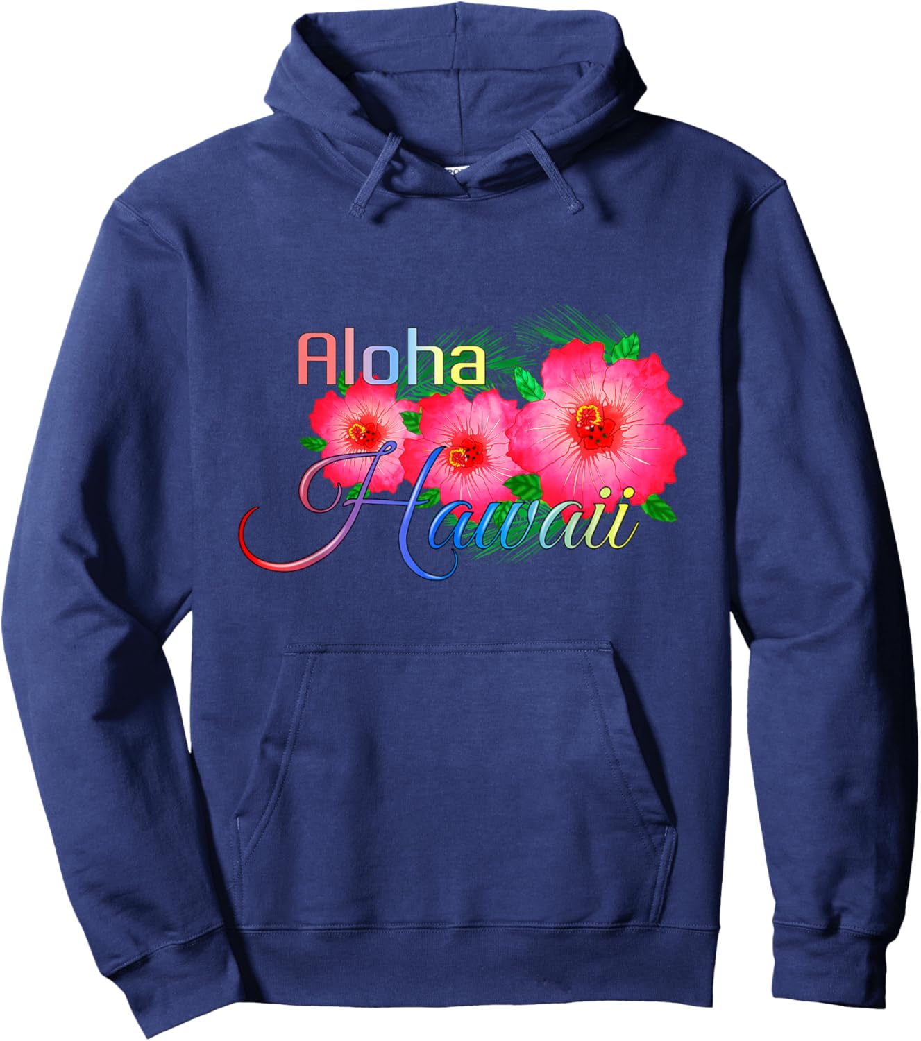 Aloha Hawaii Tropical Island Flowers Hoodie - Hoodie | Navy