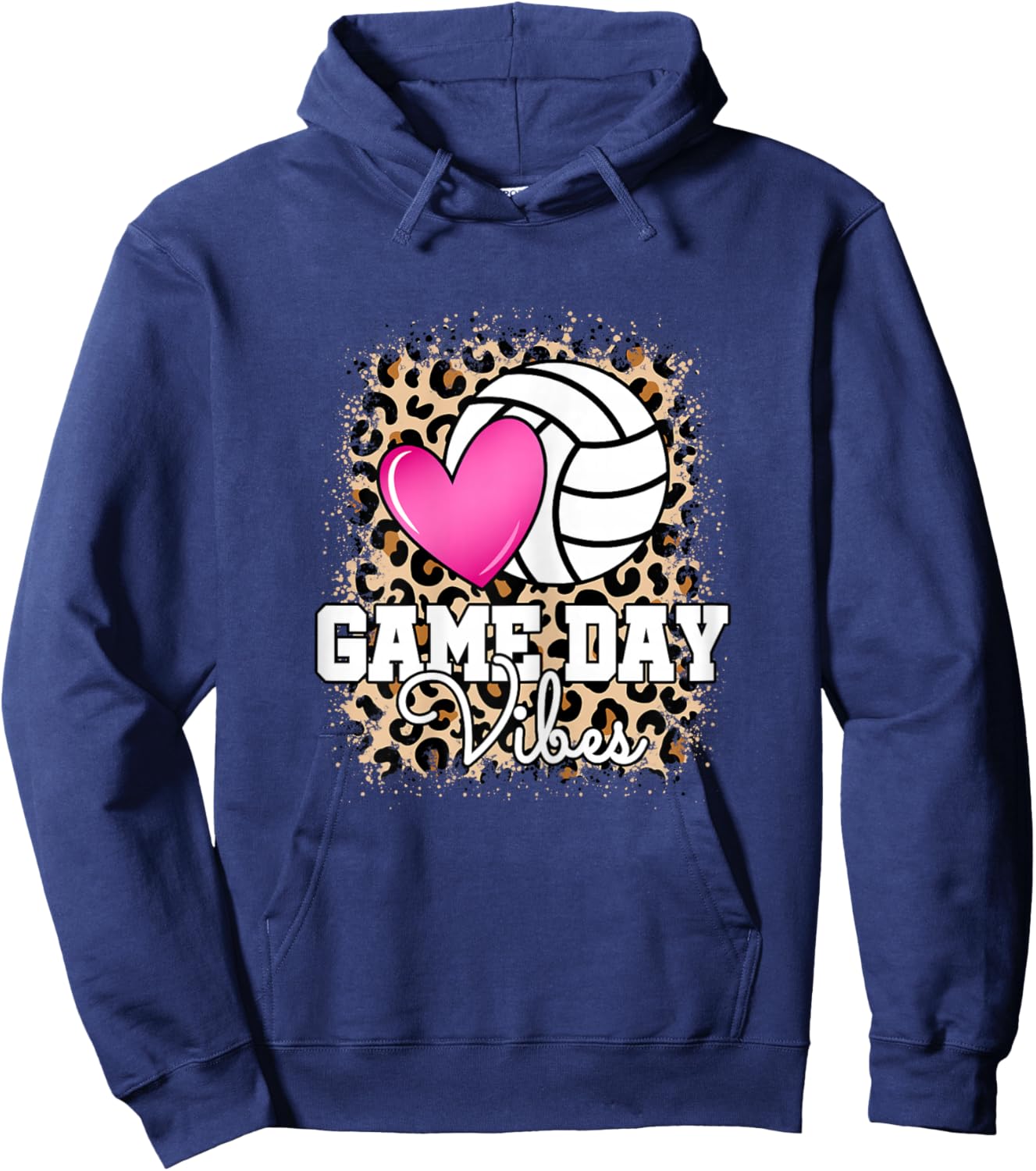 Game Day Volleyball Leopard Women Girls Volleyball Hoodie - Hoodie | Navy