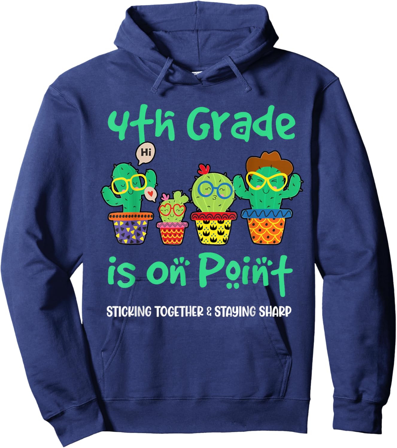 4th Grade Squad Cactus Plant Back To School Teacher Kids Hoodie - Hoodie | Navy