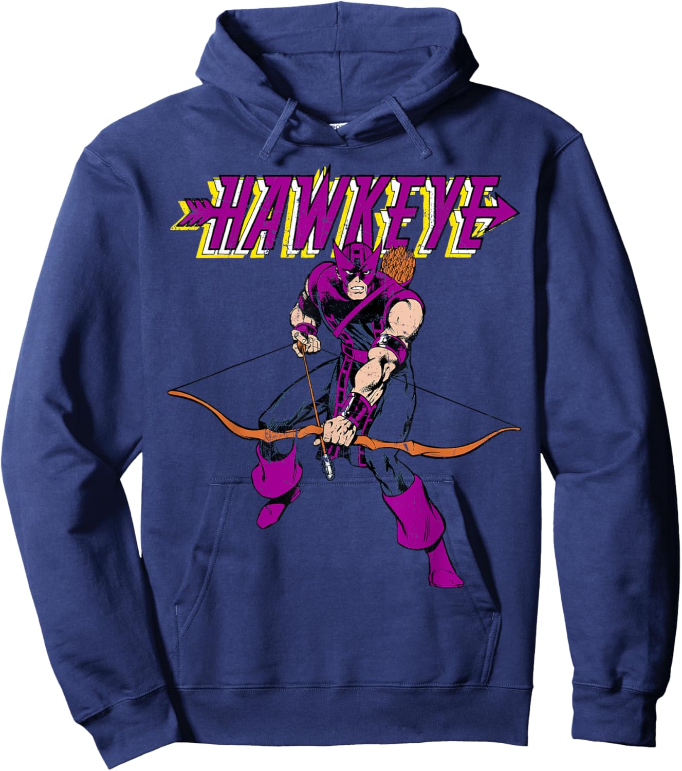 Marvel Hawkeye Vintage Bow and Arrow Portrait Logo Hoodie - Hoodie | Navy