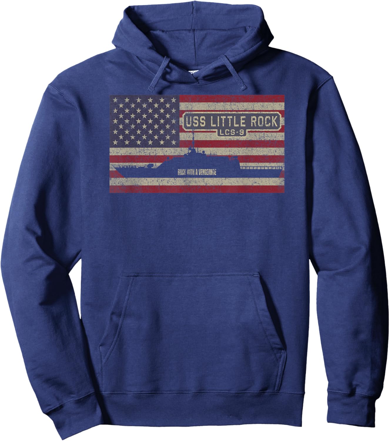 USS Little Rock LCS-9 Littoral Combat Ship USA American Flag Kids Men Hoodie - Hoodie | Navy