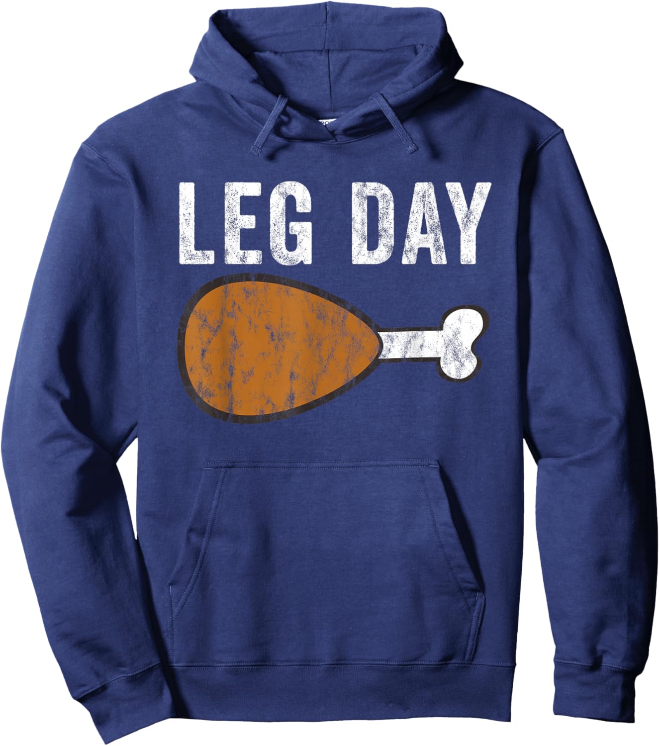 Fun Leg Day Thanksgiving Turkey Day Pajamas Funny Workout Hoodie - Hoodie | Navy