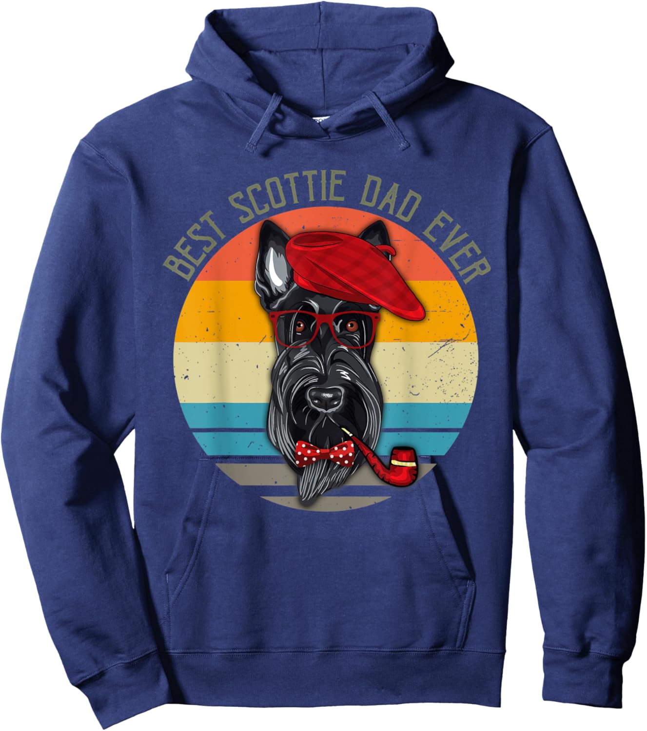 Vintage Retro Funny Best Scottie Dad Ever Dog Lover Hoodie - Hoodie | Navy