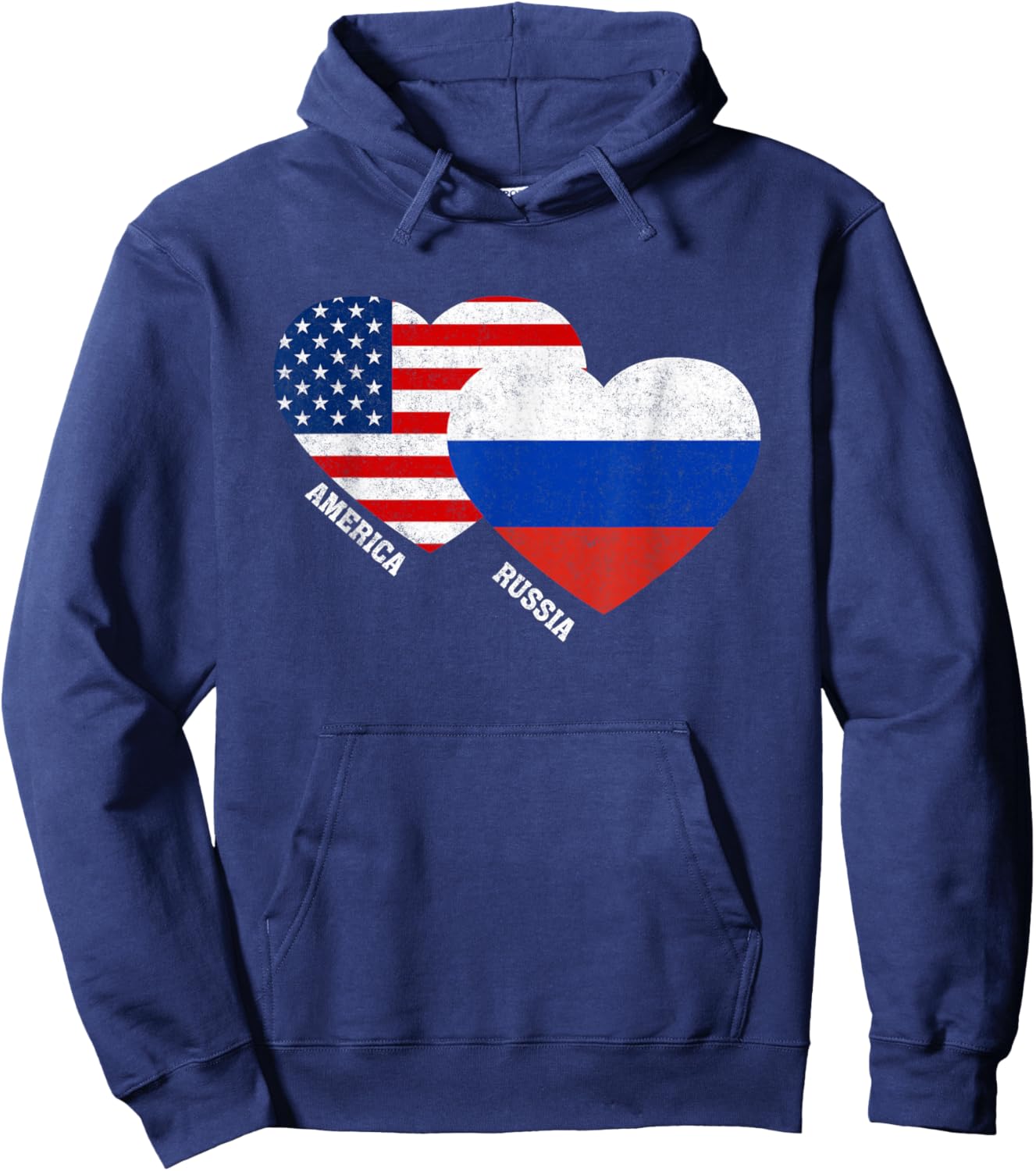 Russia Flag Shirt Russian American Pride Vintage Hoodie - Hoodie | Navy