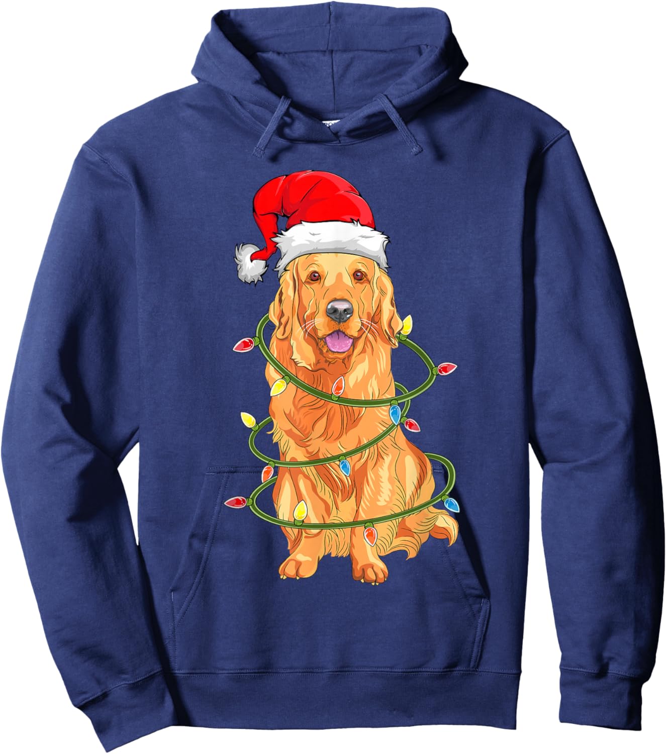 Christmas Dog Shirt, Christmas Golden retriever Pajama Hoodie - Hoodie | Navy