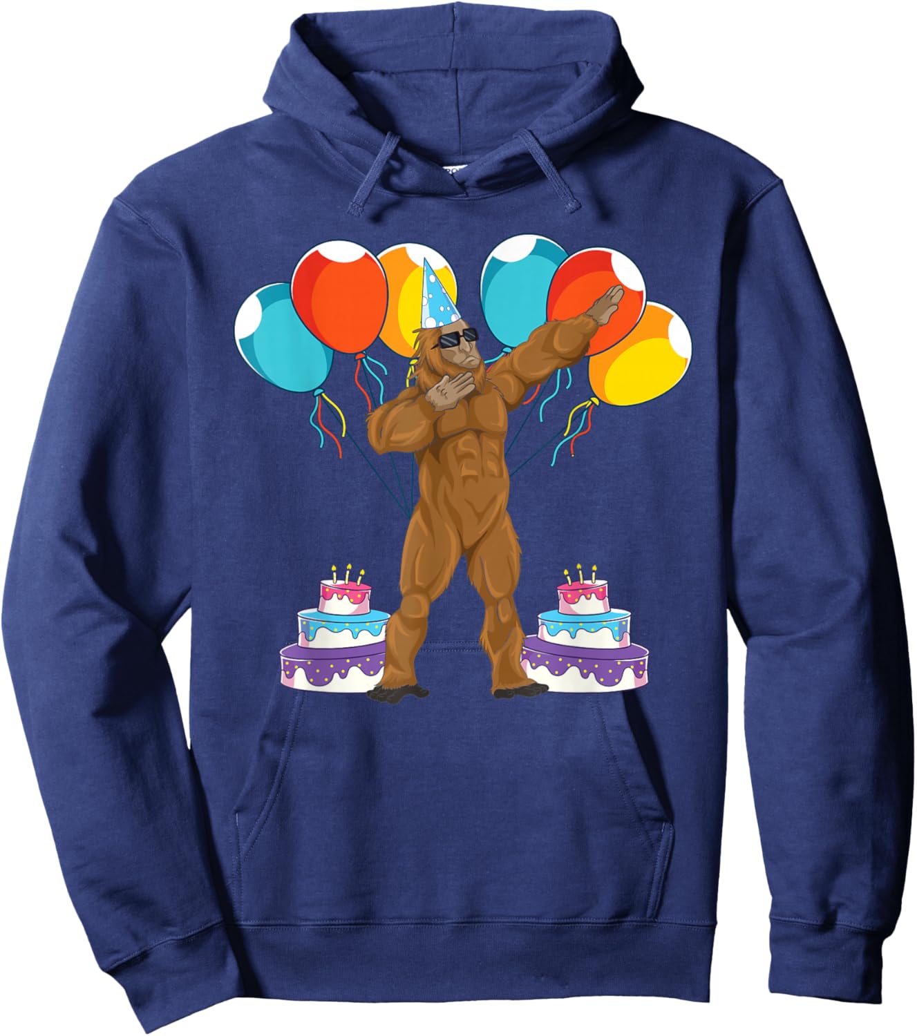 Birthday Party Celebration Cryptid Sasquatch Dabbing Bigfoot Hoodie - Hoodie | Navy