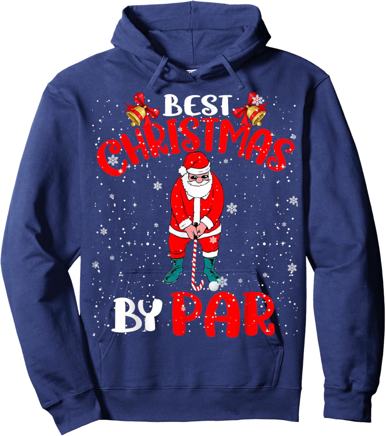 Best Christmas By Par Funny Christmas Santa Golf Player Hoodie - Hoodie | Navy