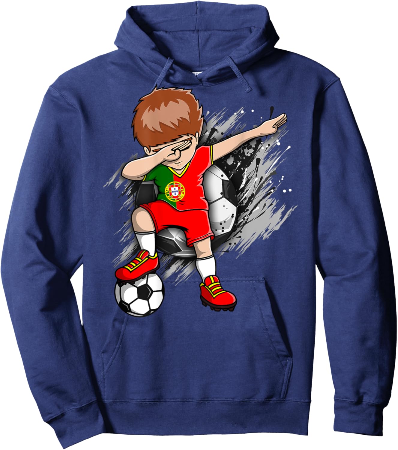 Dabbing Soccer Boy Portugal Jersey Portuguese Football Lover Hoodie - Hoodie | Navy