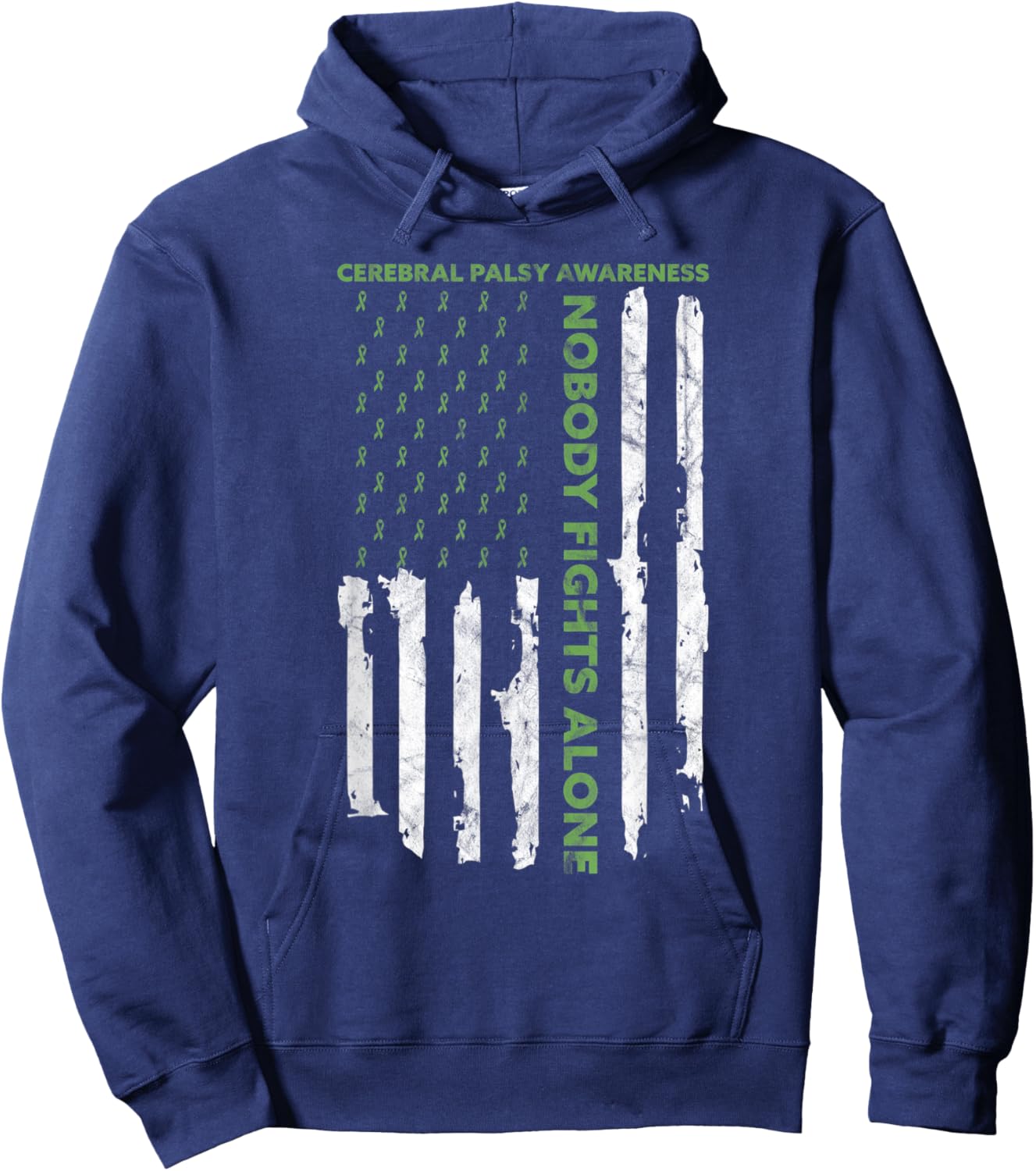 Fight Cerebral Palsy Awareness Month American Flag CP Hoodie - Hoodie | Navy