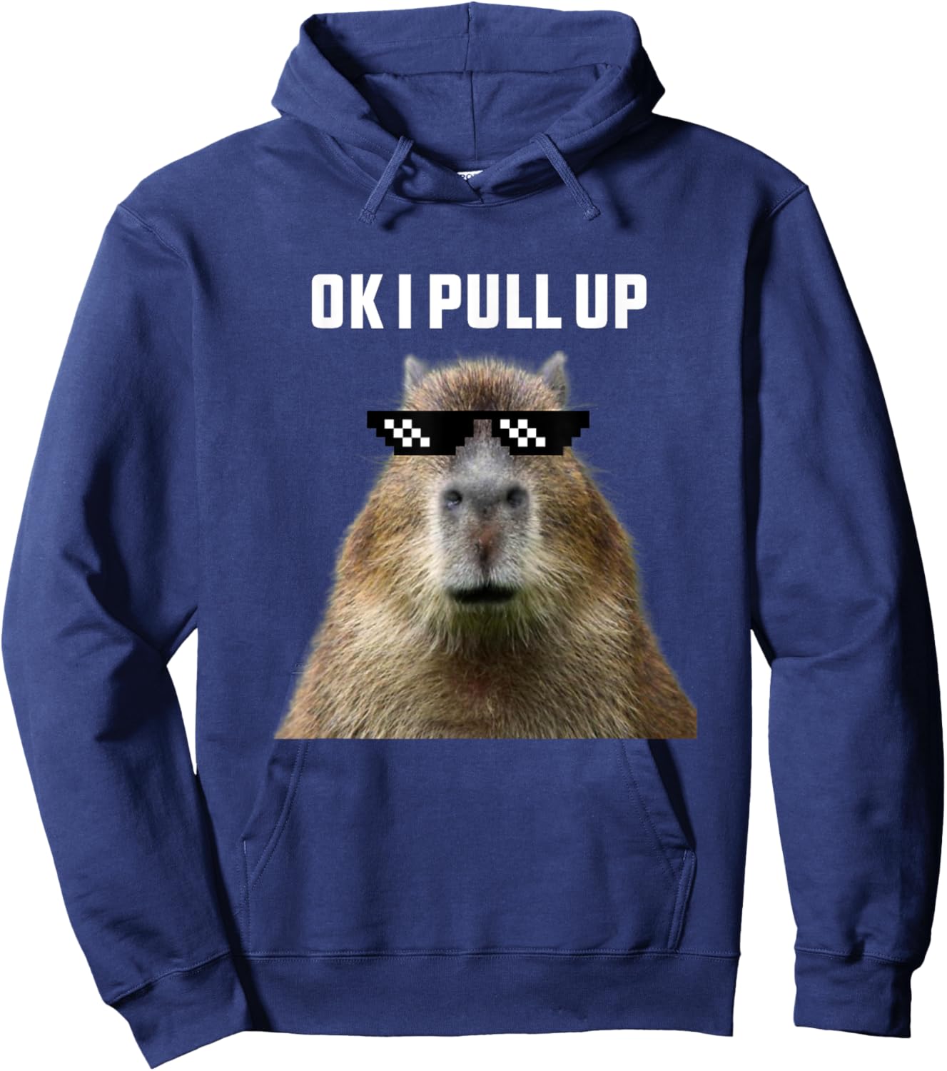 Ok I Pull Up Capybara , Black Hoodie - Hoodie | Navy
