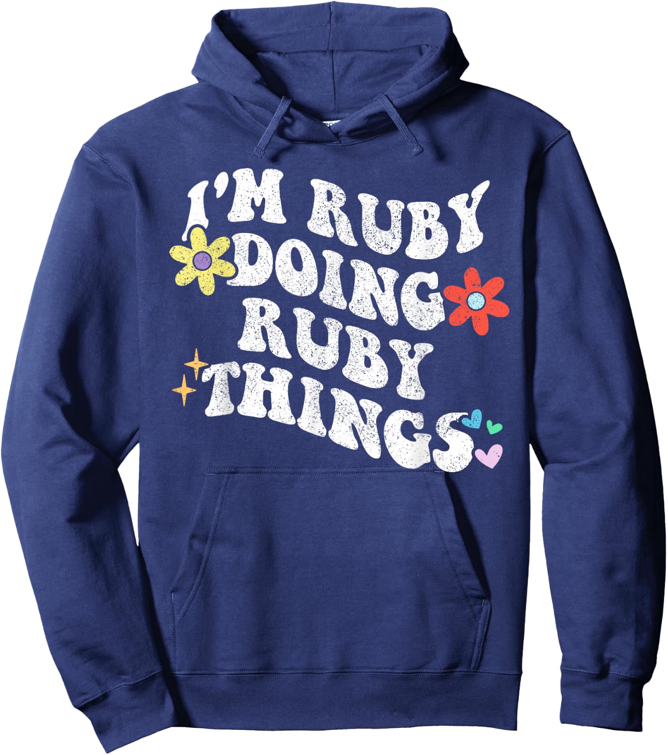 Retro Groovy Im RUBY Doing RUBY Things Funny Mother's Day Hoodie - Hoodie | Navy