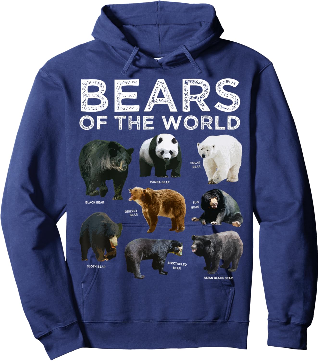Eight Bears of the World Panda Polar Grizzly Black Cute Hoodie - Hoodie | Navy
