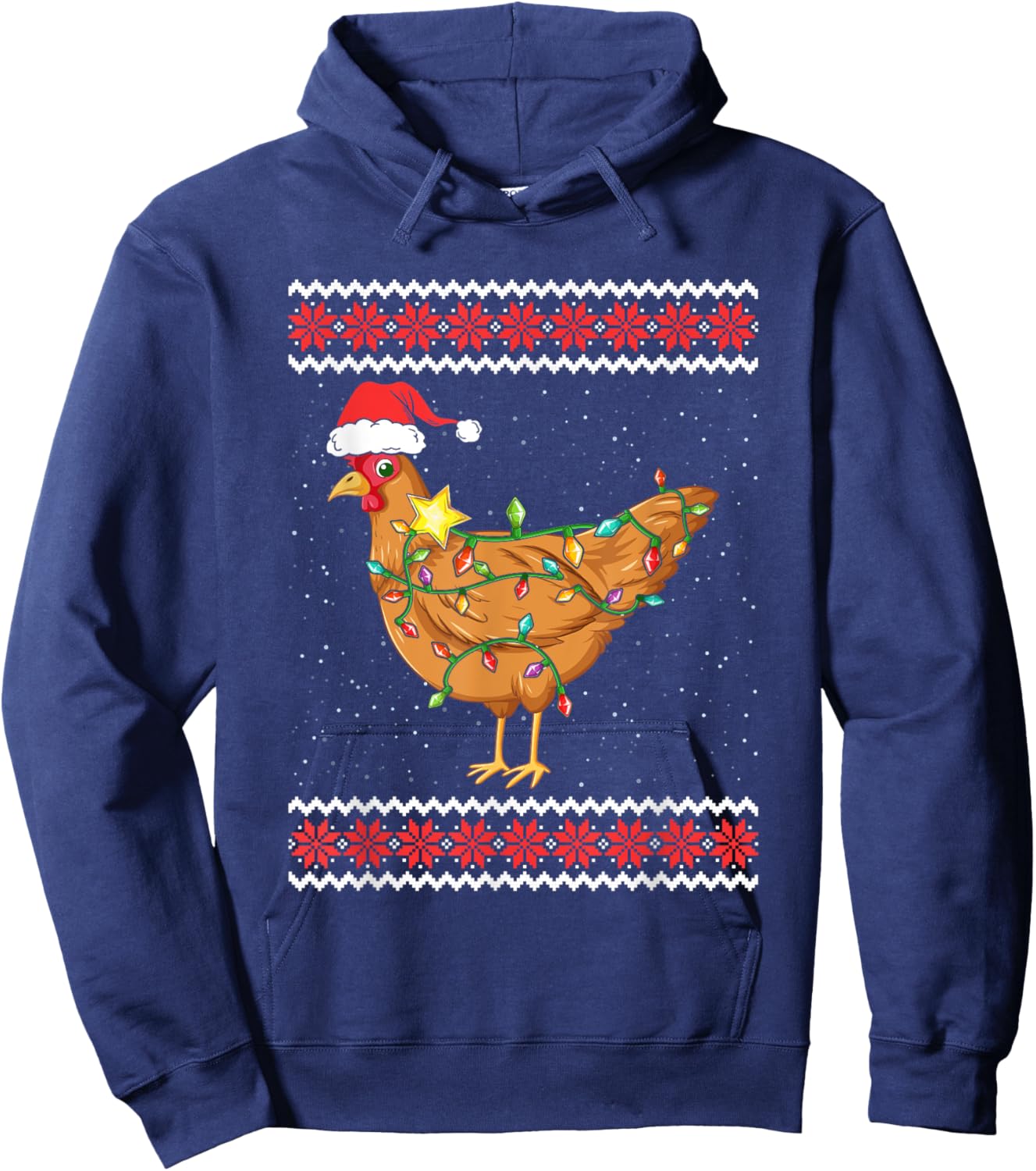 Hen Christmas Ugly Christmas Sweater Funny Chicken Hoodie - Hoodie | Navy