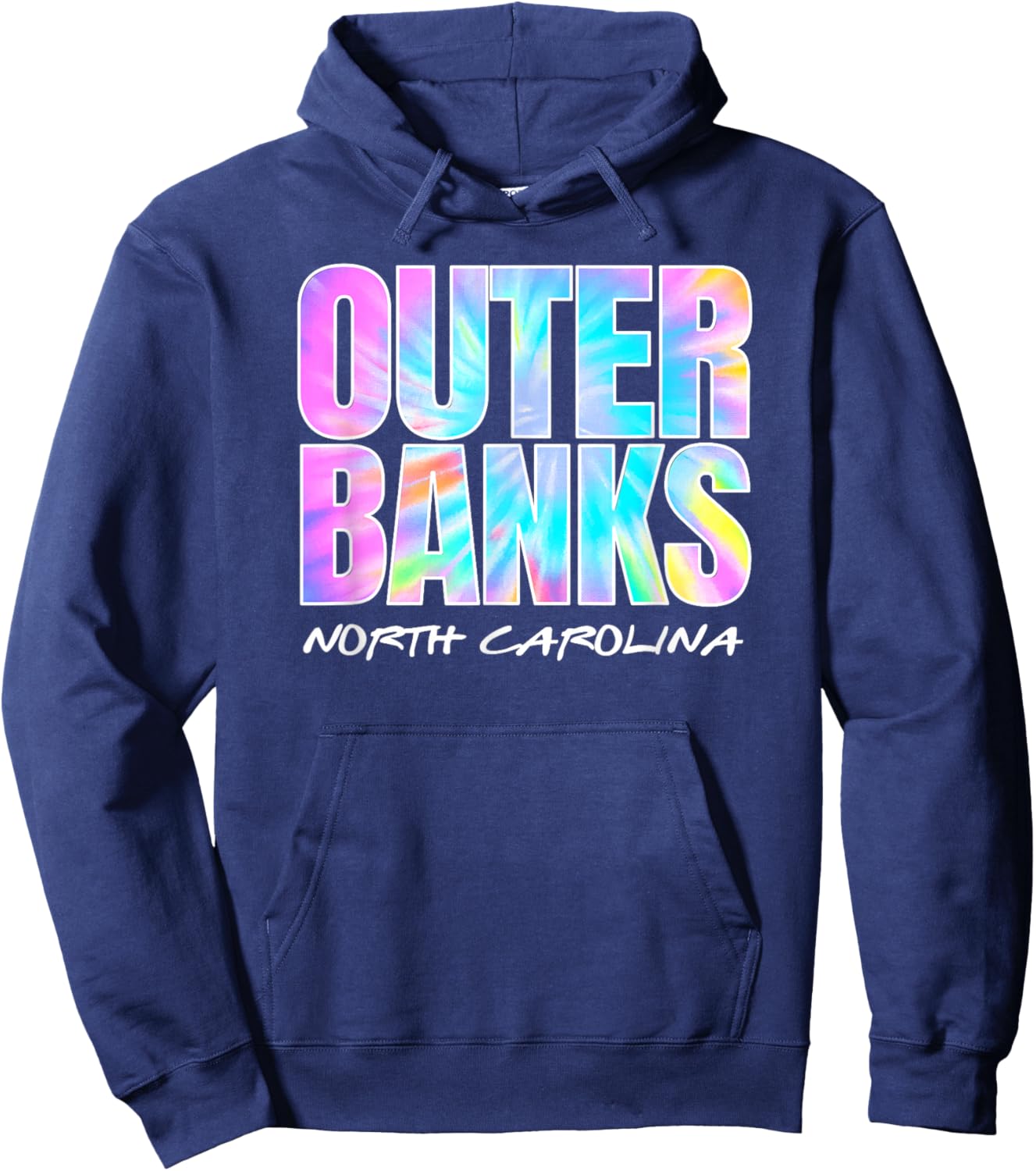 Vintage Outer Banks NC OBX Retro Tie Dye Graphic Souvenir Hoodie - Hoodie | Navy