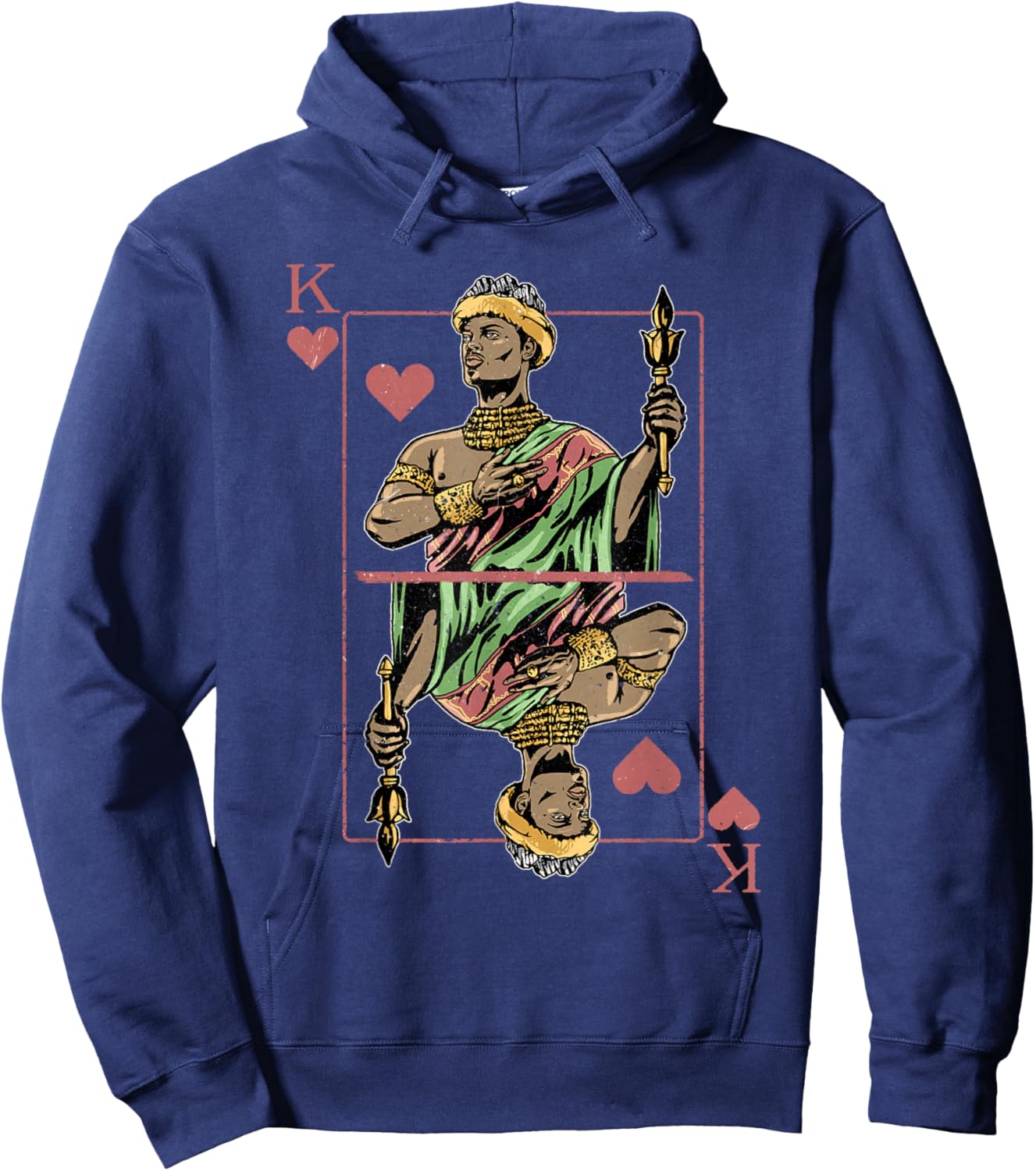 African King Card Hearts Black Pride Couple Matching Hoodie - Hoodie | Navy