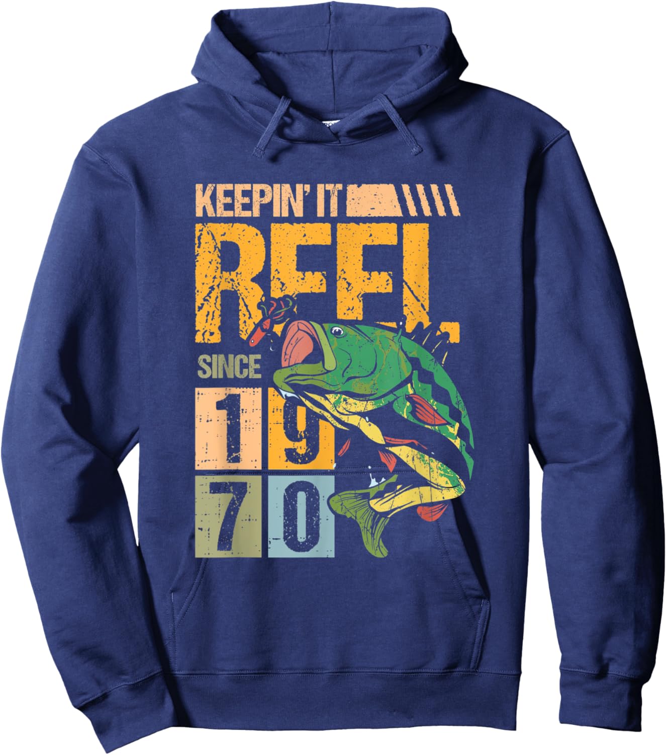 Keeping It Reel Since 1970 Vintage Fishing Fish Fisher Hoodie - Hoodie | Navy
