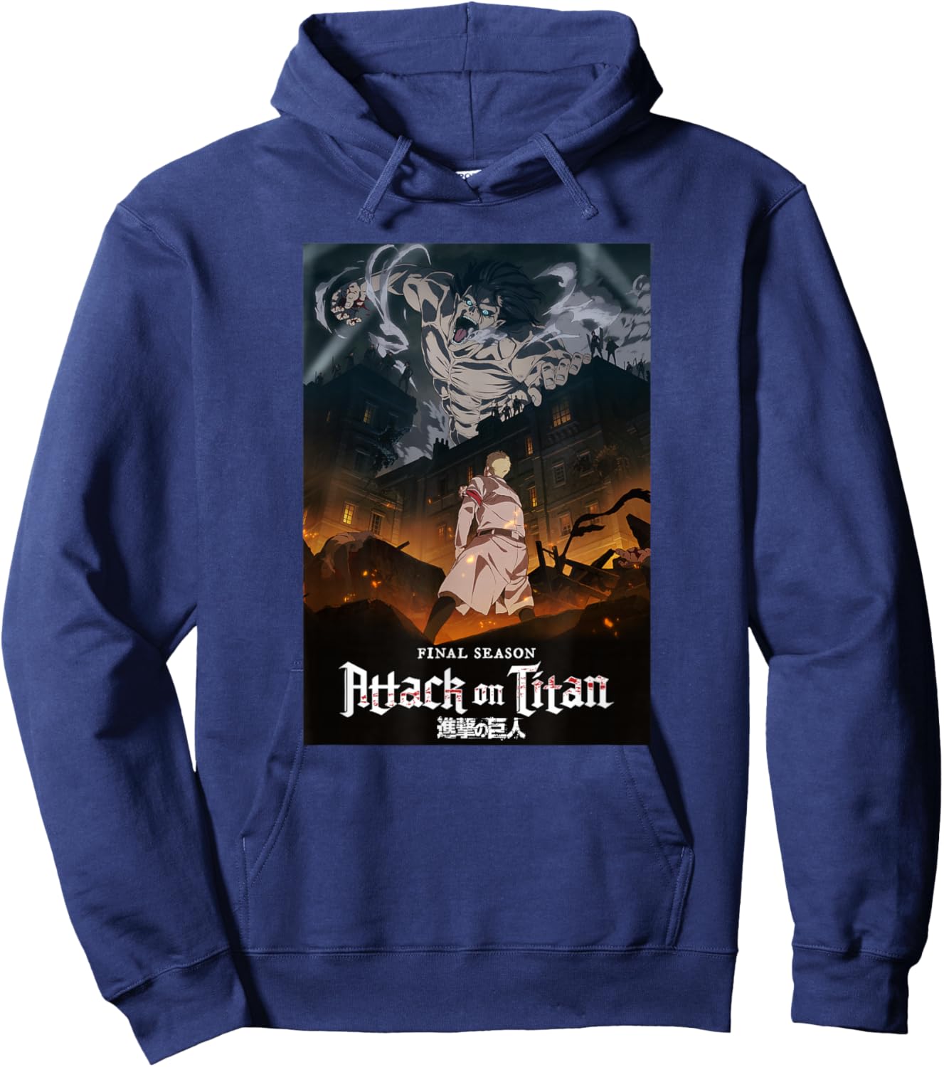 Attack on Titan Season 4 Key Art with Show Logo Anime Hoodie - Hoodie | Navy