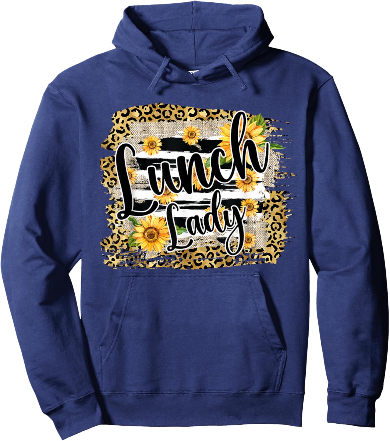 Leopard Sunflower Lunch Lady First Day Back To School Hoodie - Hoodie | Navy