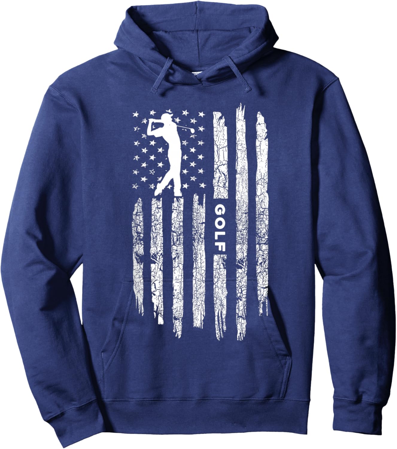 Vintage Golfer Costume American USA Flag Golf Golfing Lover Women Kids Men Hoodie - Hoodie | Navy
