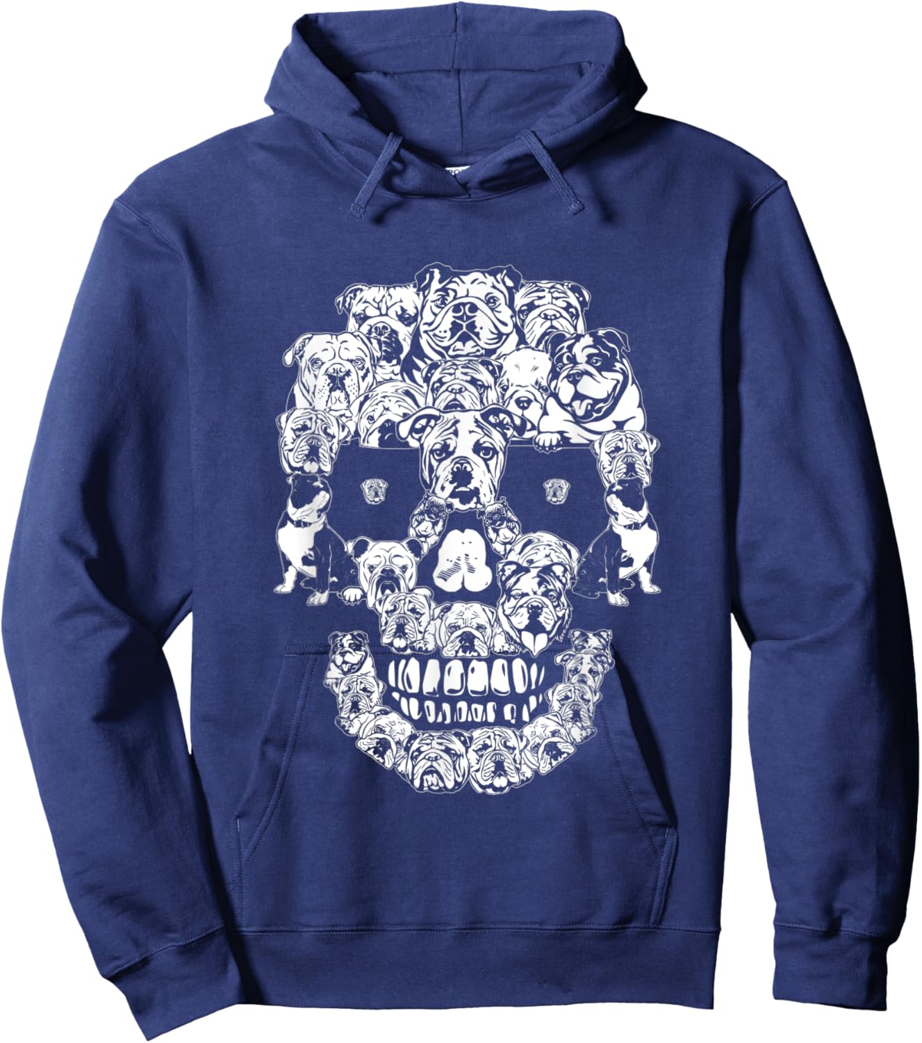 Funny English Bulldog Skull Dog Skeleton Halloween Women Kids Hoodie - Hoodie | Navy