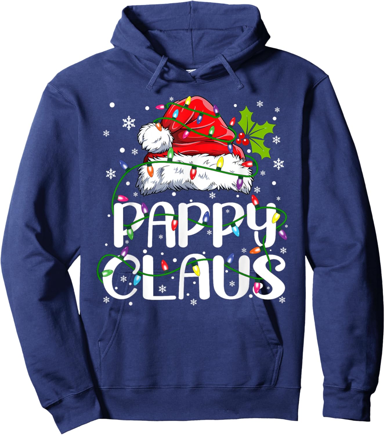 Pappy Claus Shirt Christmas Lights Pajama Family Matching Hoodie - Hoodie | Navy
