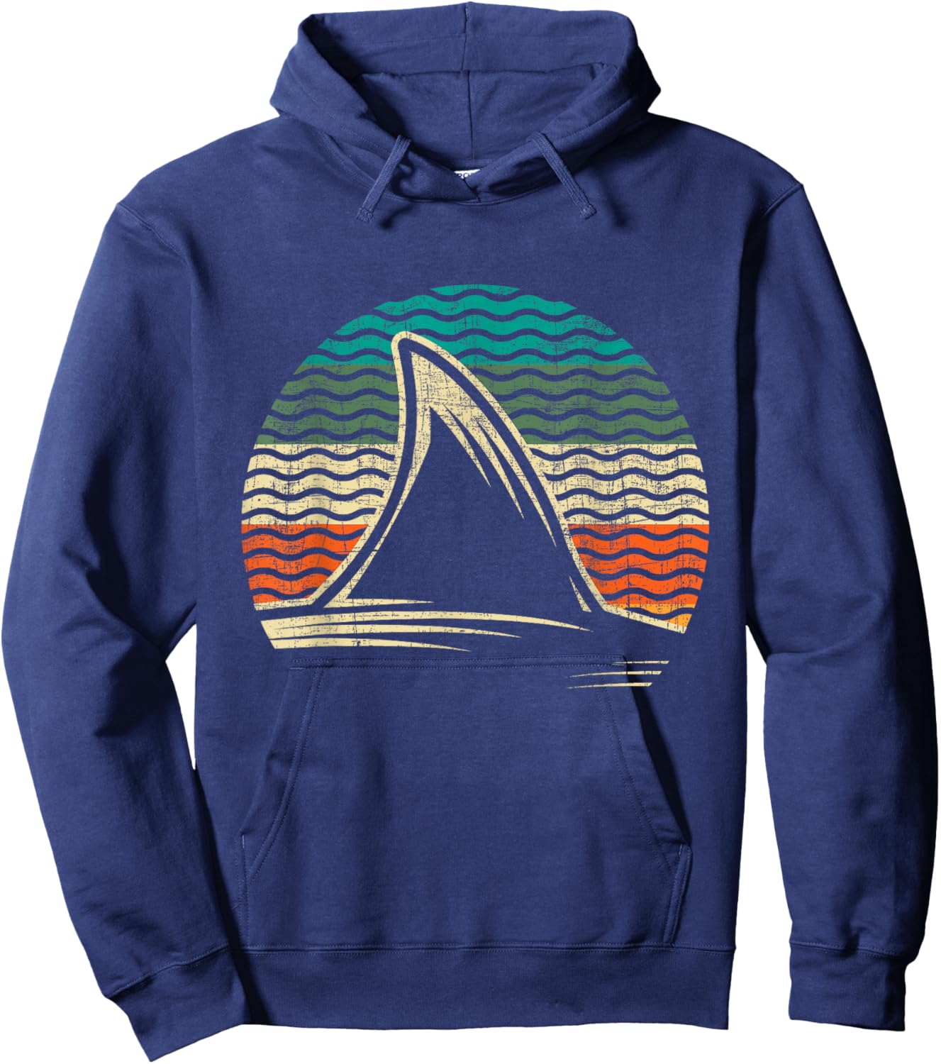 Retro Shark Tail - Marine Biologist Shark Lovers Wildlife Hoodie - Hoodie | Navy