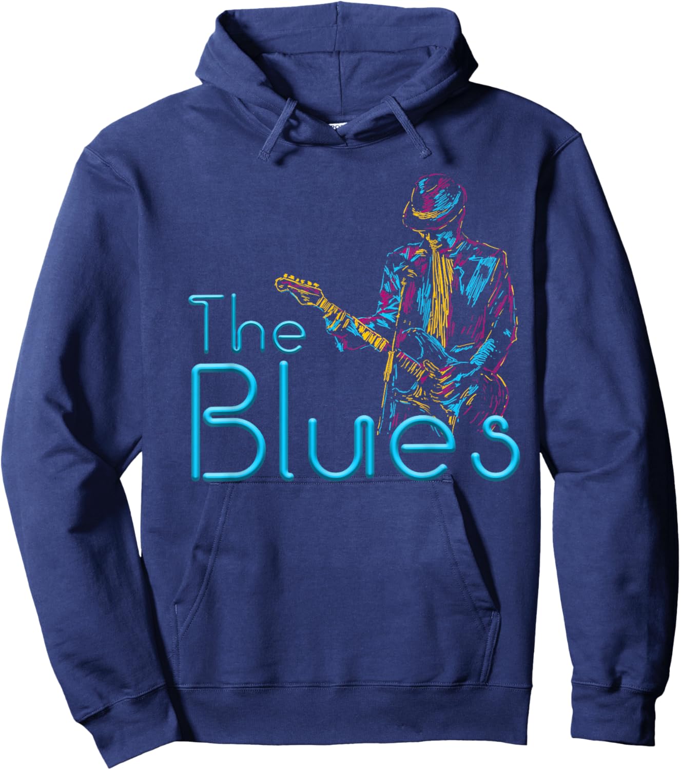 Guitarist Musician Blues Guitar Vintage Blues Music Lover Hoodie - Hoodie | Navy
