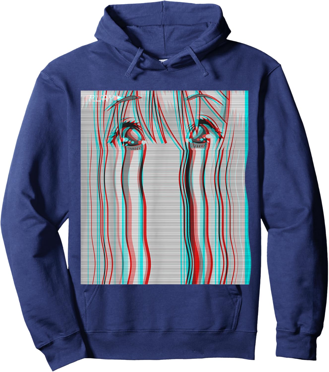 Vaporwave Aesthetic Sad Anime Girl Eyes Eboy Egirl Harajuku Hoodie - Hoodie | Navy