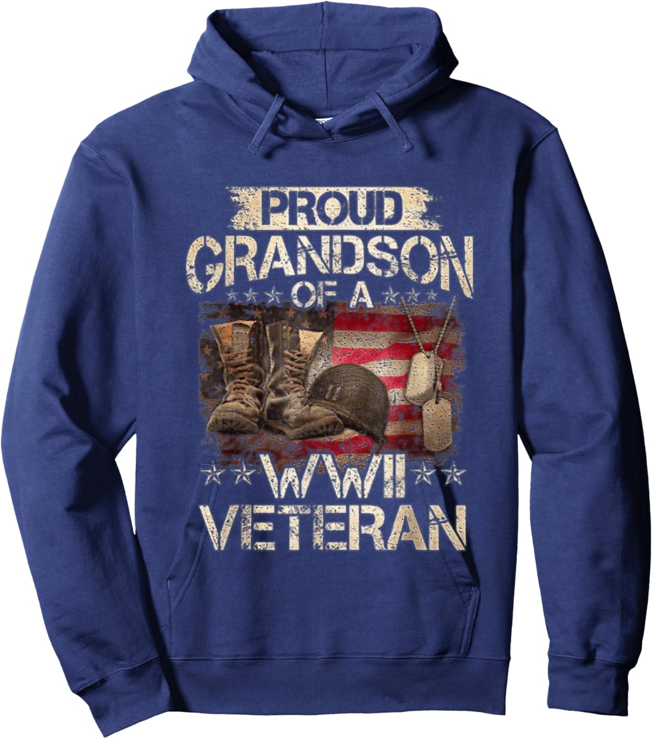 Proud Grandson Of A WW2 Veteran Military Family Veteran Day Hoodie - Hoodie | Navy