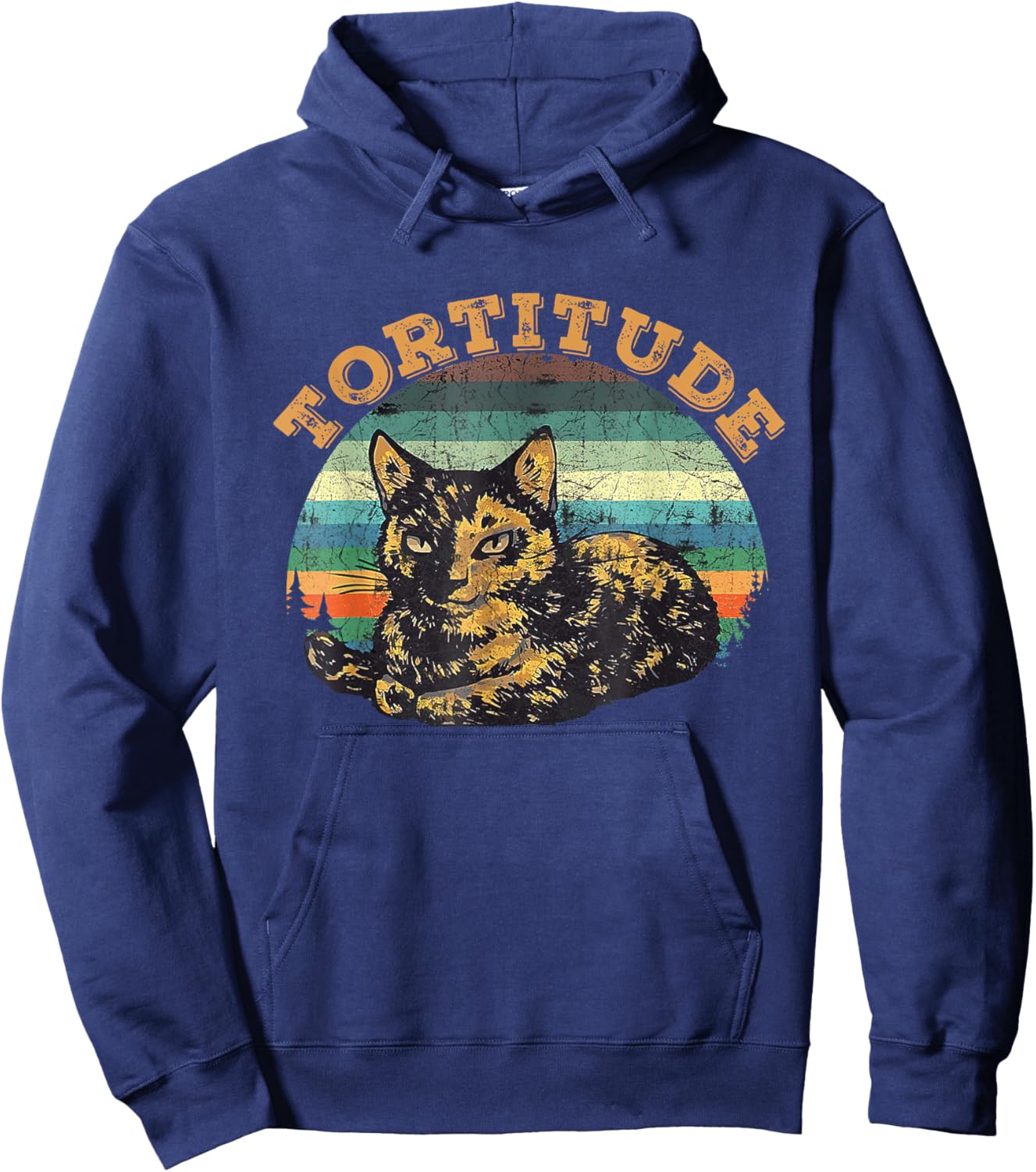 Vintage Cat Tortitude Men Women Hoodie - Hoodie | Navy