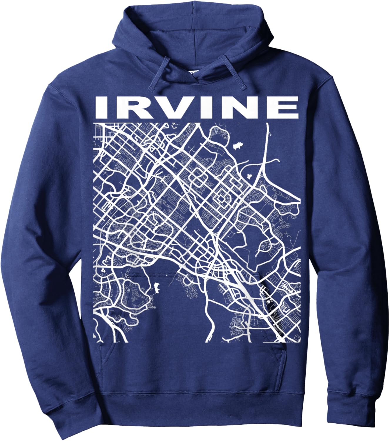 California Souvenir Irvine City Street Map Hoodie - Hoodie | Navy