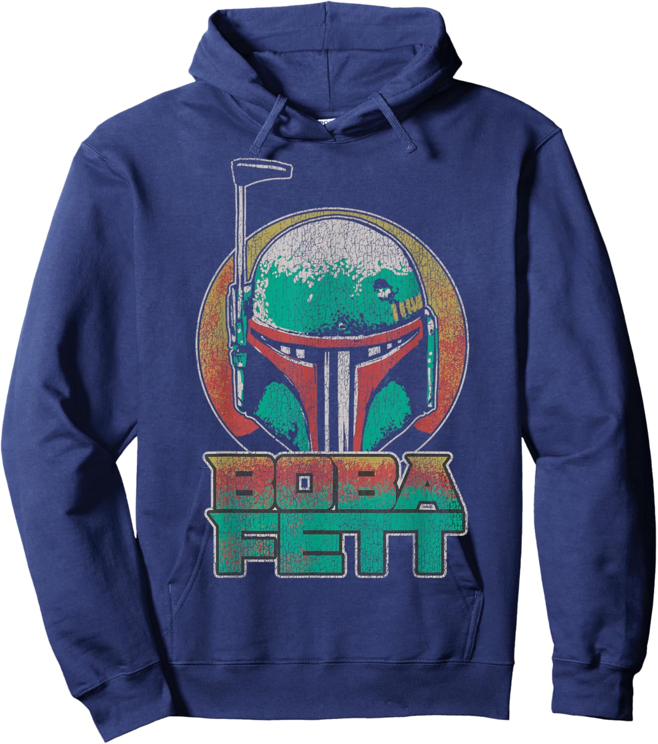 Star Wars The Book Of Boba Fett Vintage Helmet Logo V-2 Hoodie - Hoodie | Navy