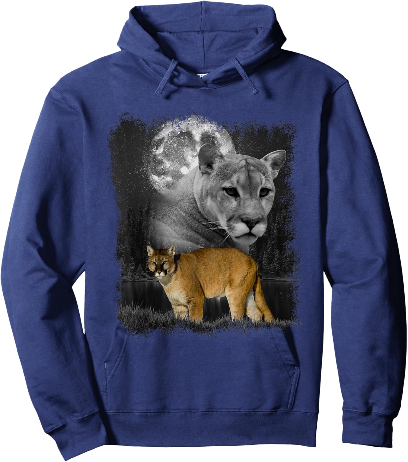 Puma Illustration Moon Puma Lover Mountain Lion Hoodie - Hoodie | Navy