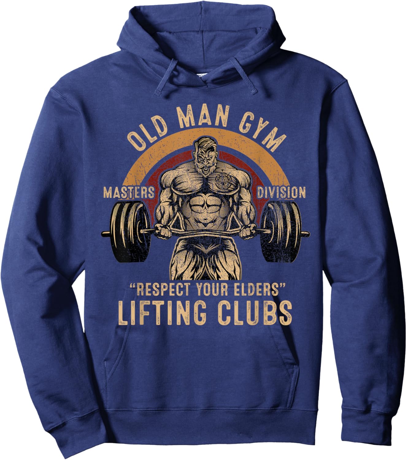 Old Man Gym Respect Your Elders Lifting Clubs Weightlifting Hoodie - Hoodie | Navy