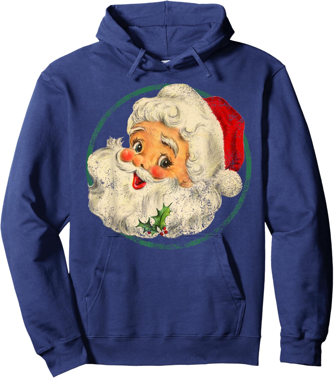 Vintage Christmas Santa Claus Face Old Fashioned Hoodie - Hoodie | Navy
