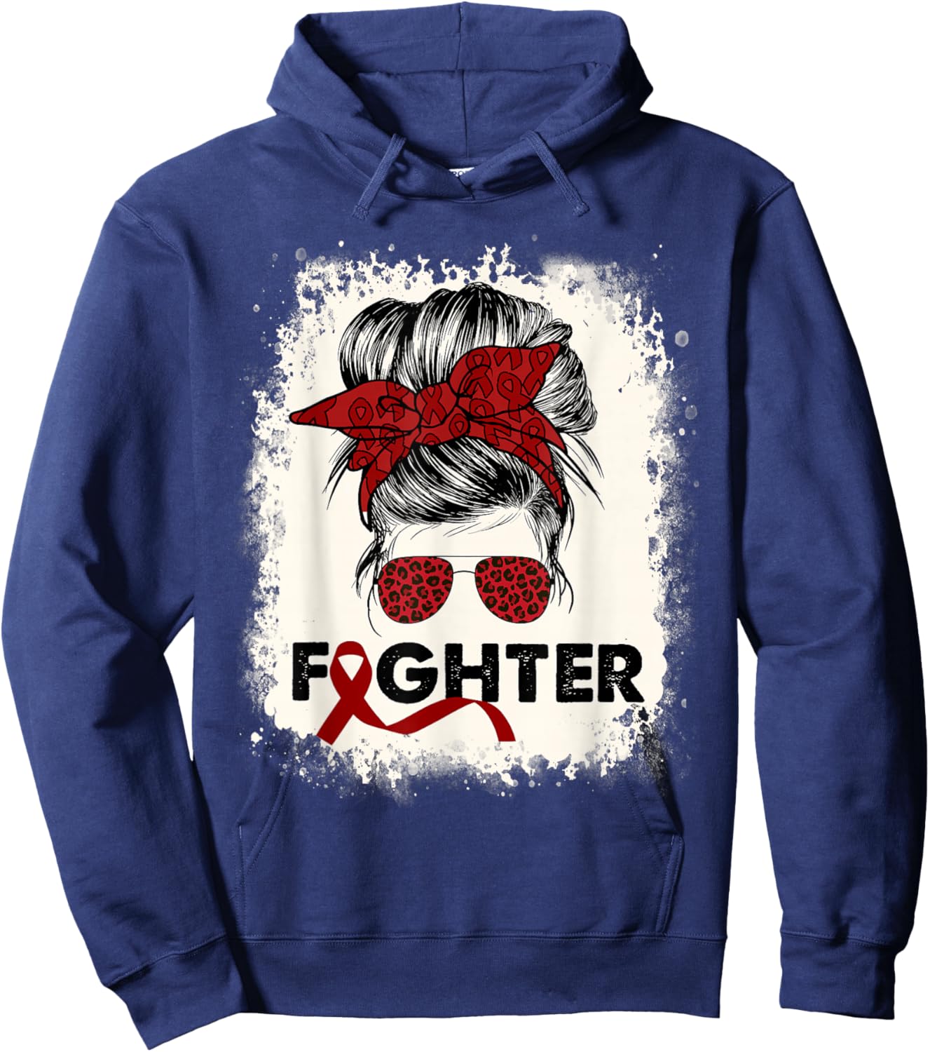 Fighter Multiple Myeloma Cancer Awareness Burgundy Messy Bun Hoodie - Hoodie | Navy