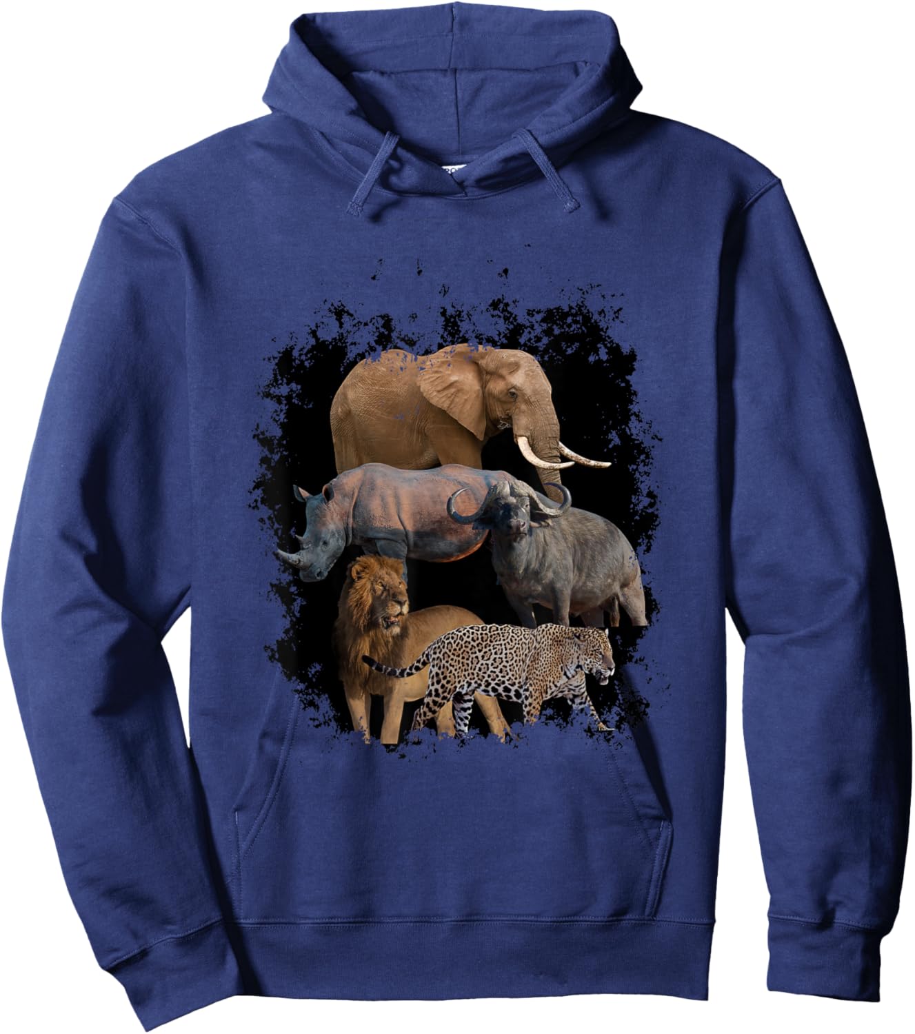 Five Animalsilhouettes Big African Animals Savannahs Designs Hoodie - Hoodie | Navy