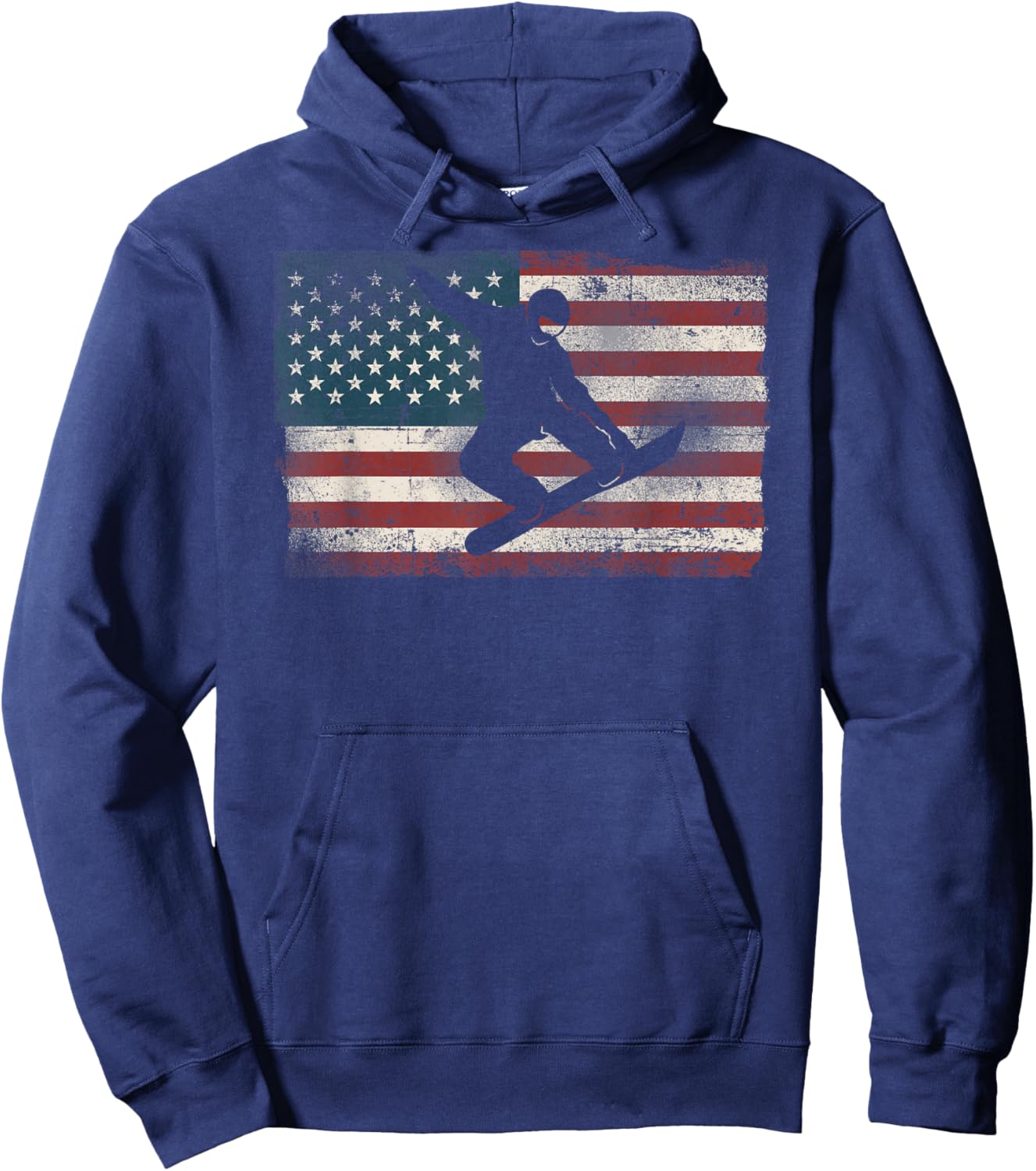 Snowboarding Snowboard Patriotic Vintage American Usa Flag Hoodie - Hoodie | Navy