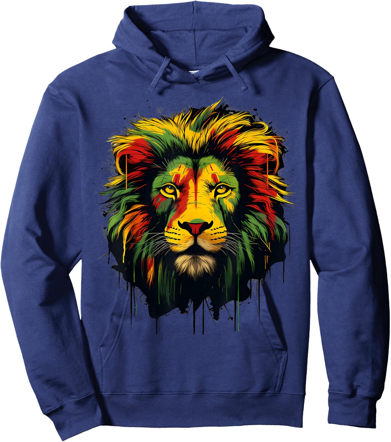 Rasta Reggae Lion Rastafarian Roots Lion Of Judah Jamaica Hoodie - Hoodie | Navy