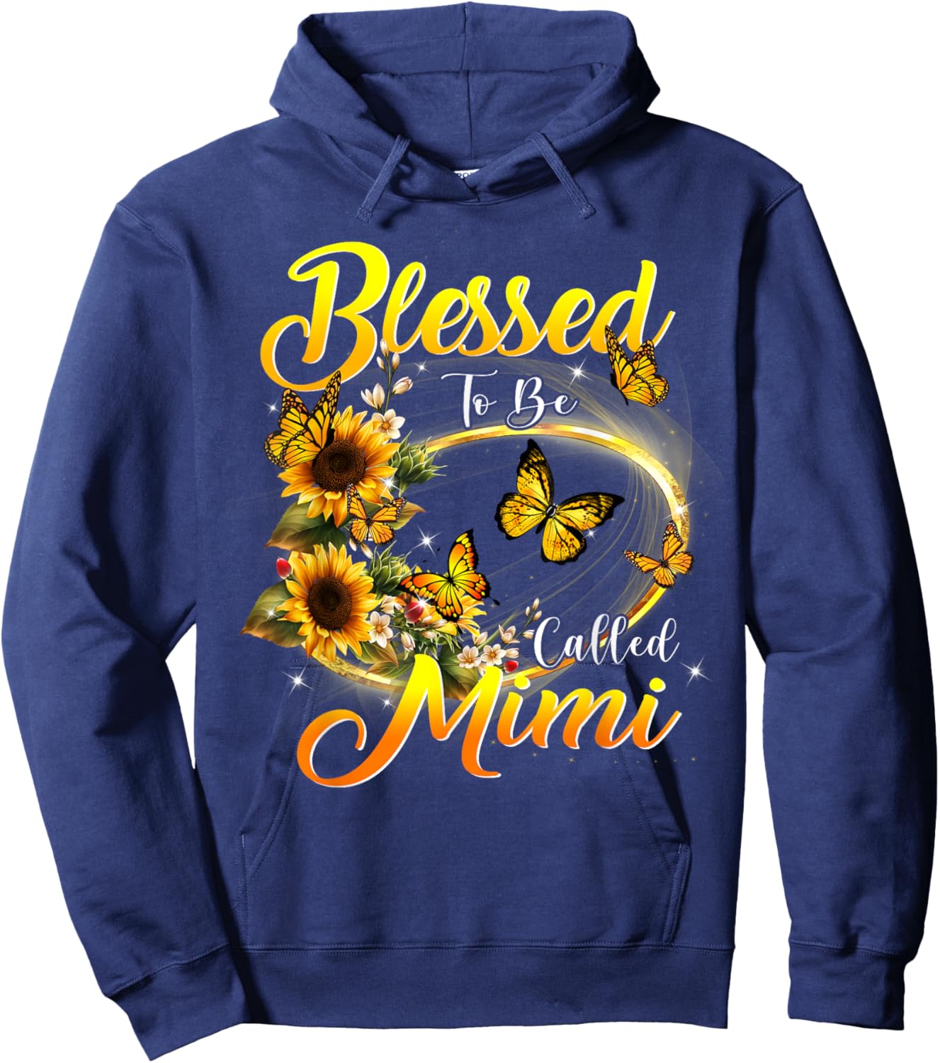 Blessed to be called Mimi Shirt Sunflower Lovers Grandma Hoodie - Hoodie | Navy