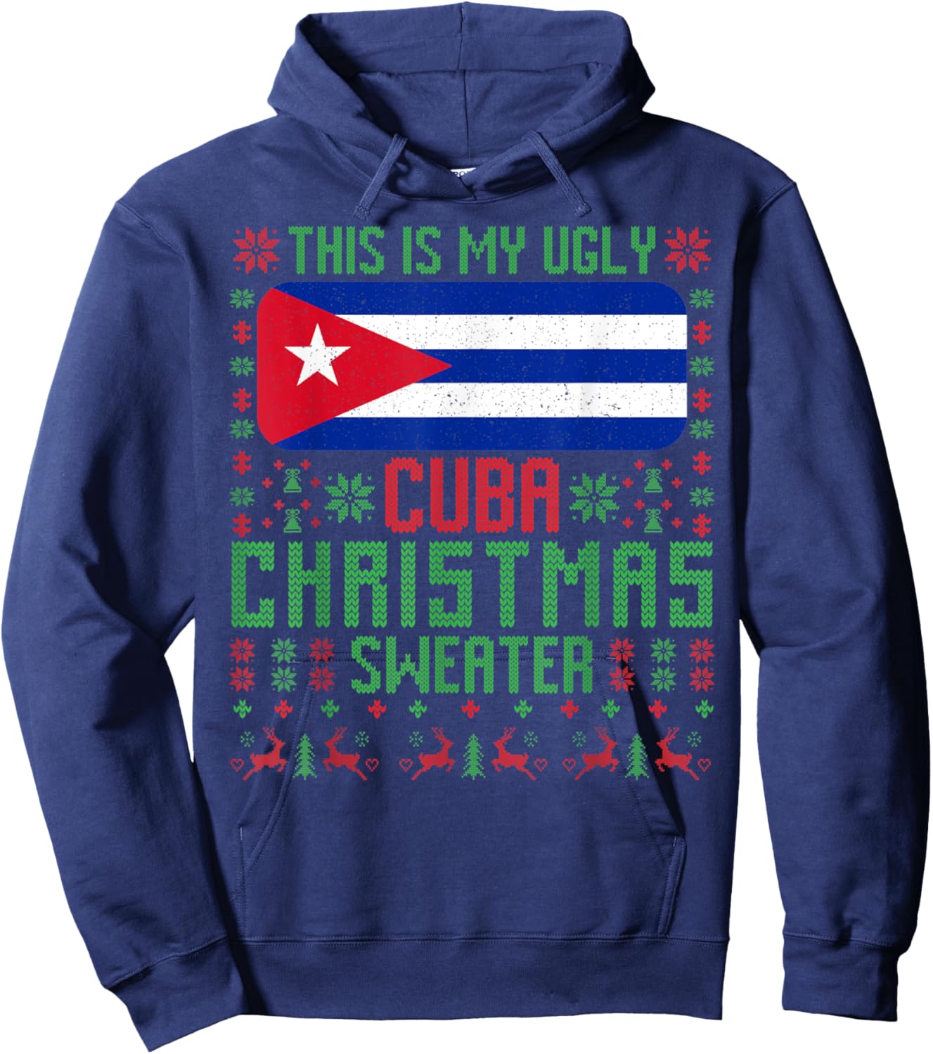 Cuba Ugly Christmas Sweater Cuba Flag for Cuban Hoodie - Hoodie | Navy