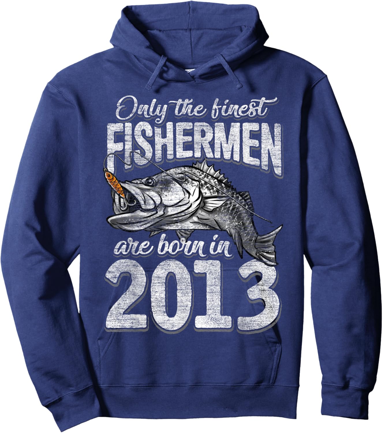 8 Years Old Fisherman Born in 2013 Fisherman 8th Birthday Hoodie - Hoodie | Navy