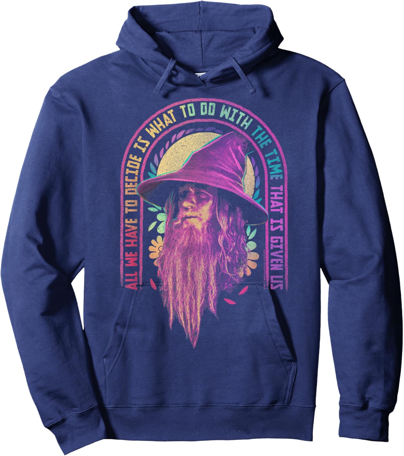 Lord of The Rings Gandalf Rainbow Quote Small Hoodie - Hoodie | Navy