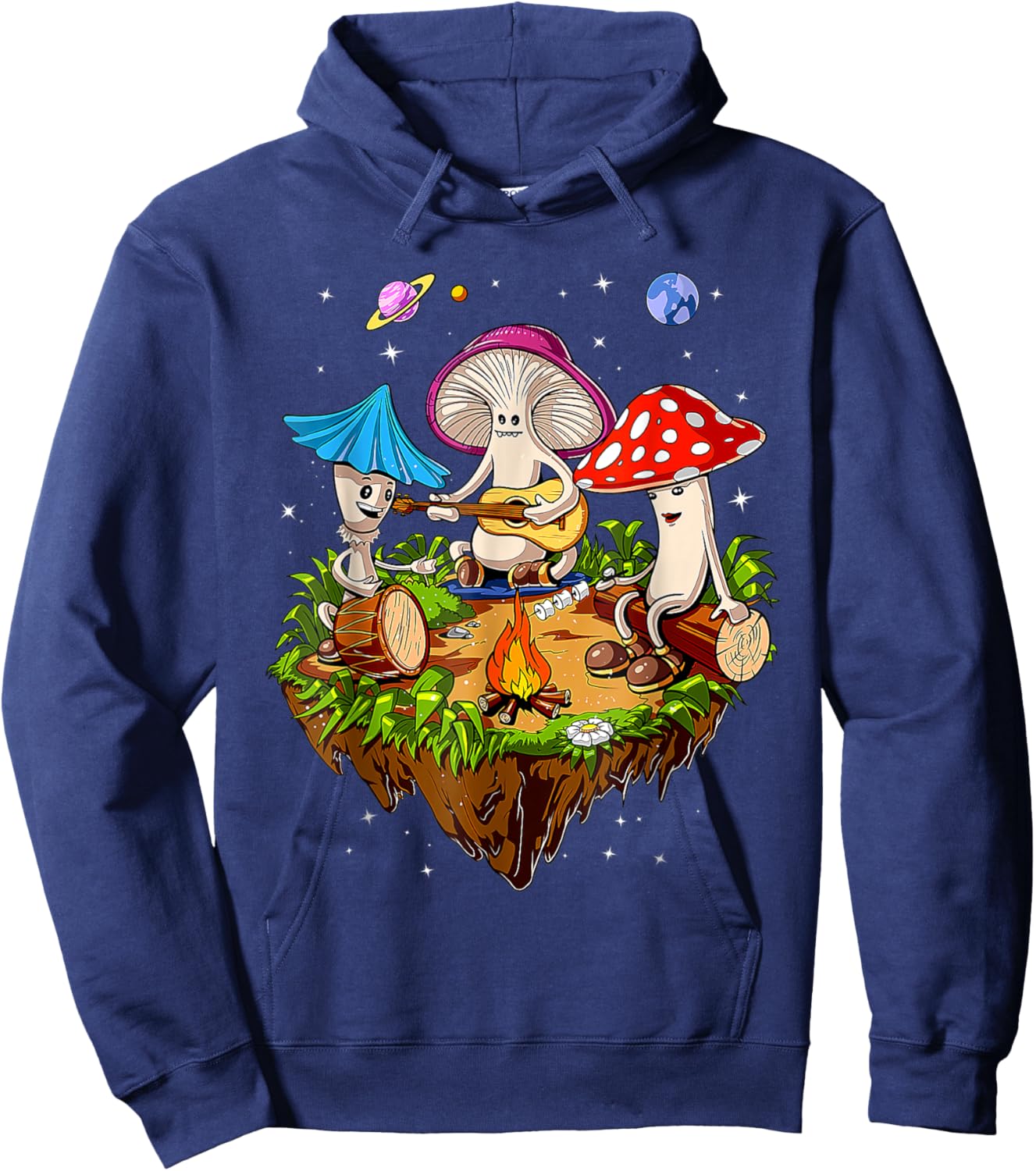 Funny Mushroom Hippie Camping Family Nighttime Campfire Fun Hoodie - Hoodie | Navy