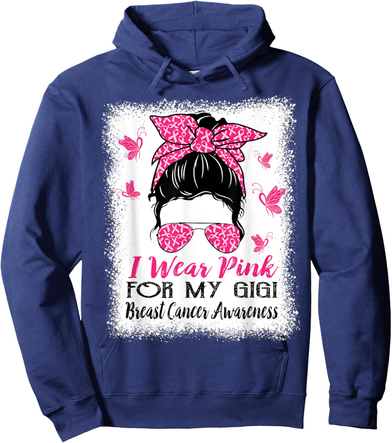 I Wear Pink for My Gigi Breast Cancer Awareness Hoodie - Hoodie | Navy