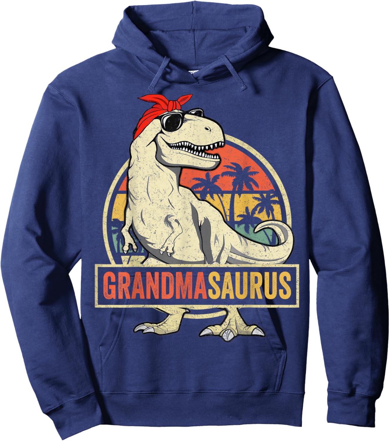Grandmasaurus T Rex Dinosaur Grandma Saurus Family Matching Hoodie - Hoodie | Navy