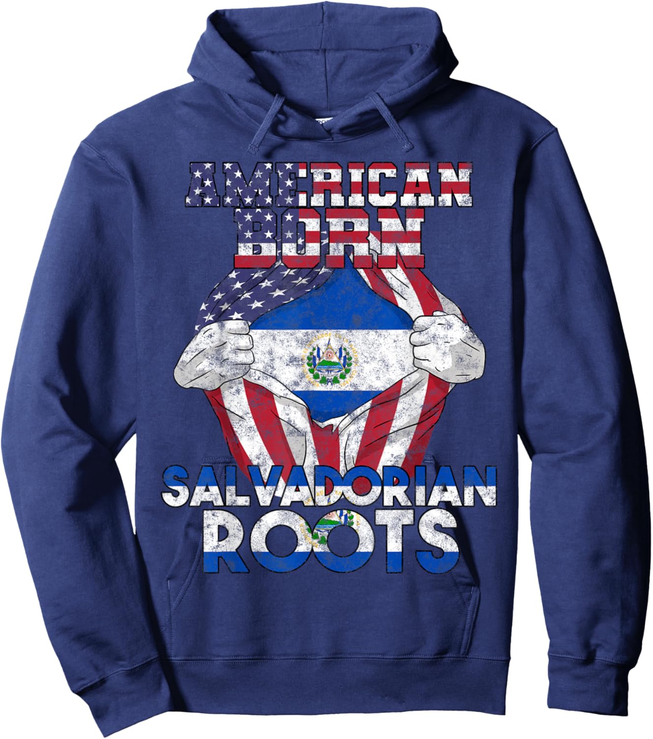 El Salvador Salvadoran Proud Flag American Hispanic Salvas Hoodie - Hoodie | Navy
