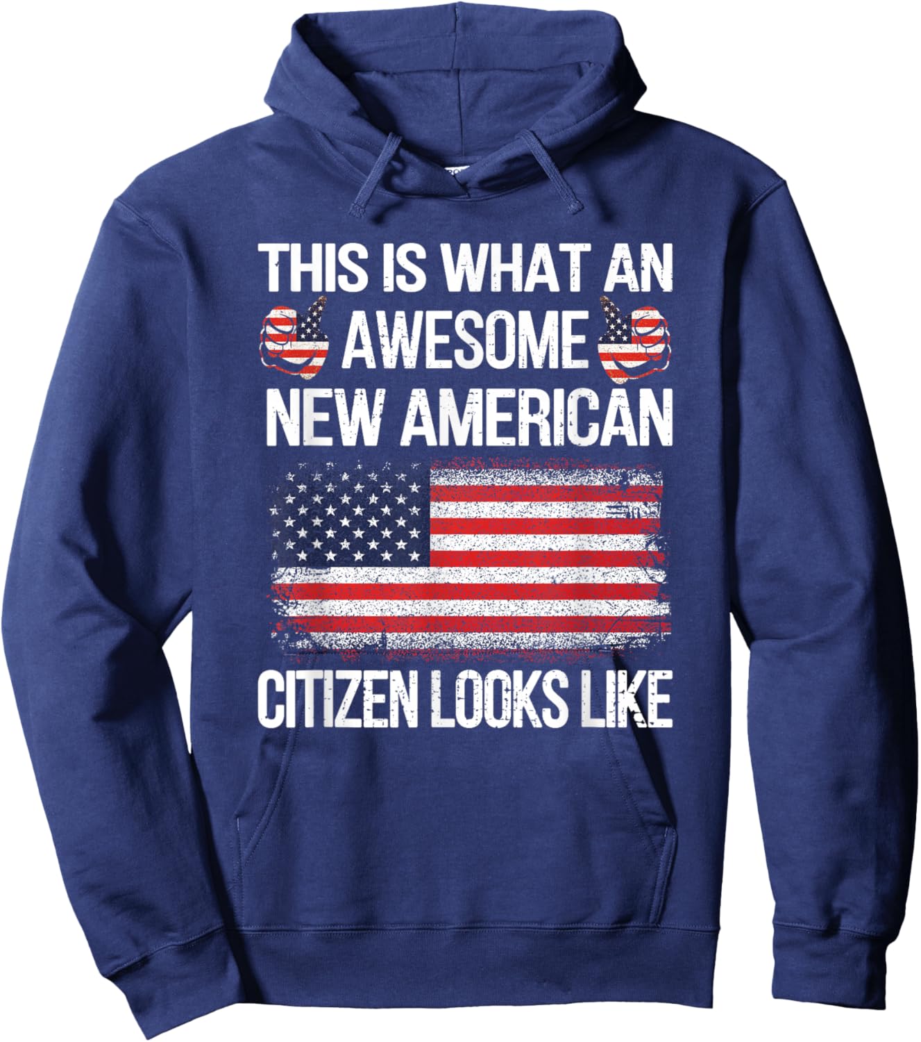 Awesome New American Flag US Citizenship USA US Citizen Hoodie - Hoodie | Navy